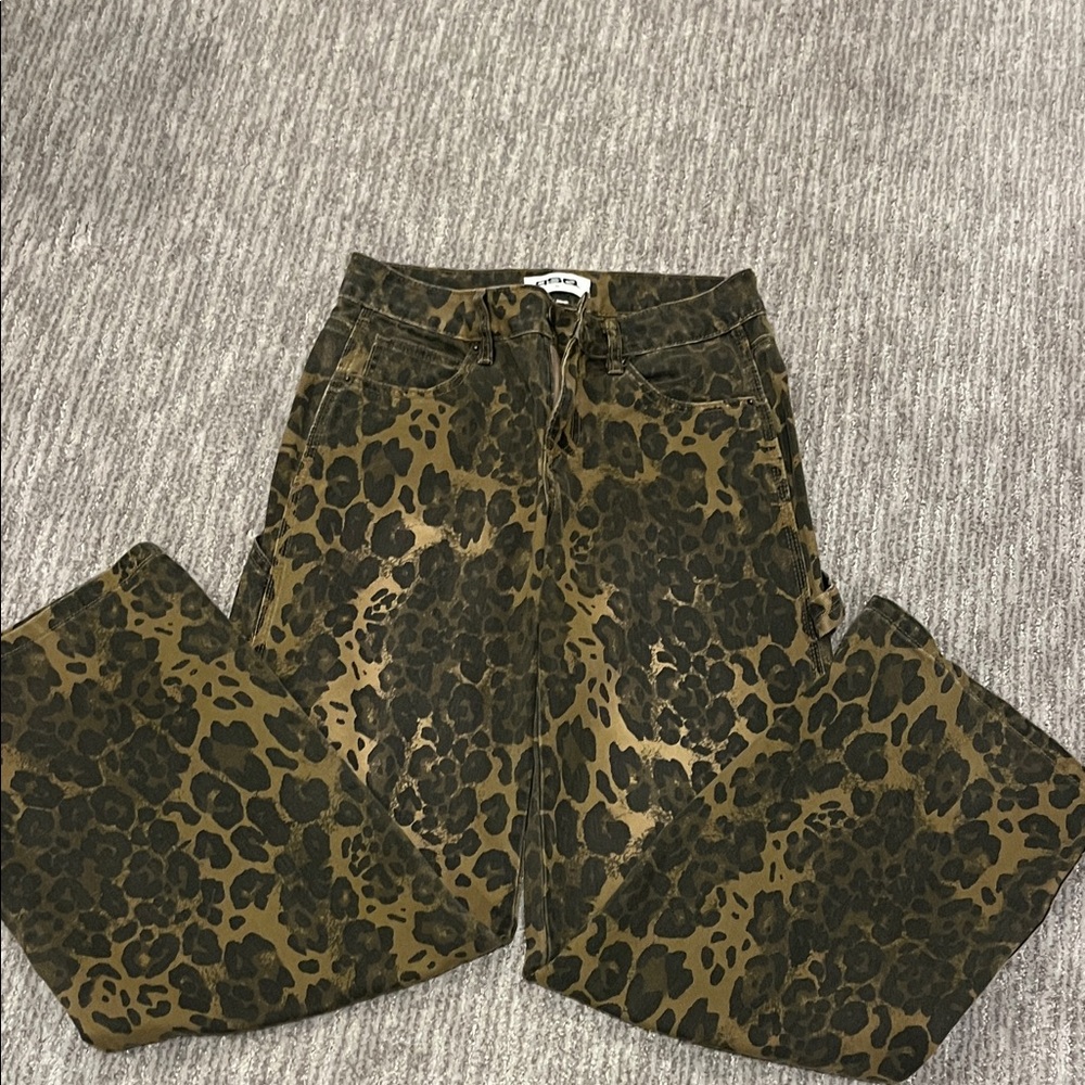 RSQ Leopard Print Women Straight/wide Leg Jeans - Brown and Black size 24